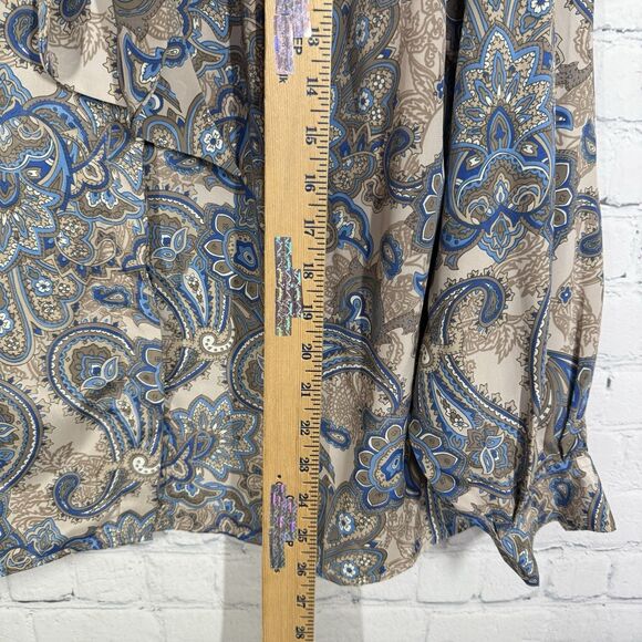 Vintage 80’s Blouse Women Size 16 Fair Isle Long Sleeve Tie Neck Retro Boho Top - Picture 12 of 12